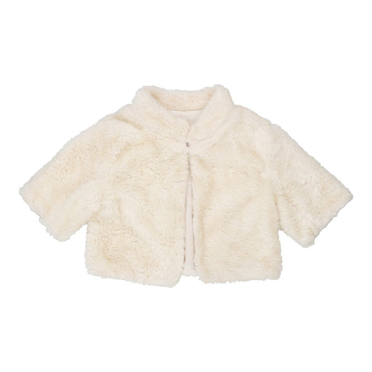 Vintage Unbranded Cropped Jacket - XS Cream Faux Fur