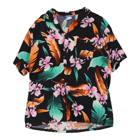 Vintage Hawaii Blue Floral Hawaiian Shirt - XL Black Viscose