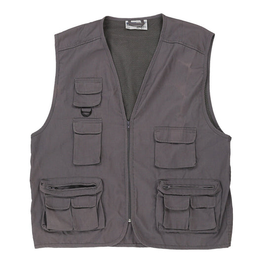 Vintage Sotto Zero Cargo Waistcoat - XL Grey Polyester Blend