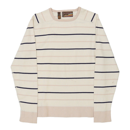 Vintage Santa Fe Striped Jumper - Medium White Cotton