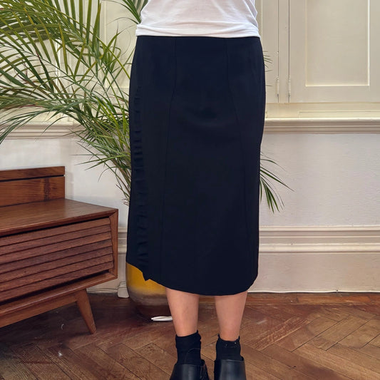 Vintage black Momenti Midi Skirt - womens 28" waist