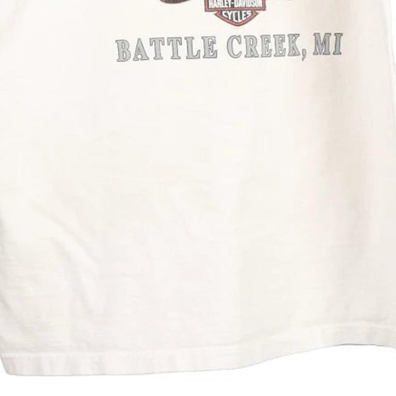 Vintage white Battle Creek, Michigan. Harley Davidson Vest - mens large