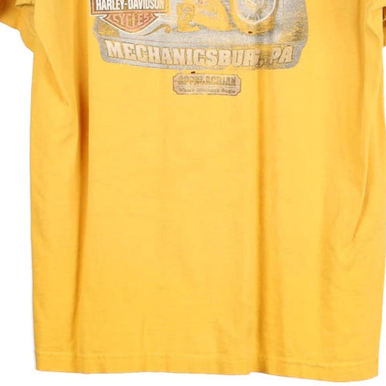 Vintage yellow Mechanicsburg Pennsylvania Harley Davidson T-Shirt - mens large