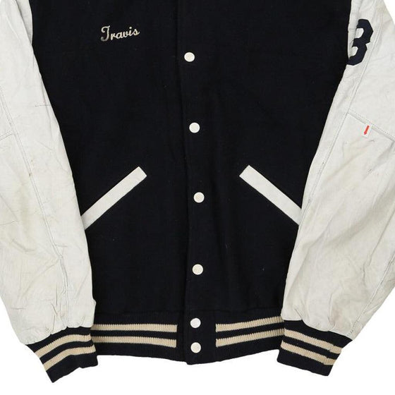Vintage black Travis Rogue Wear Varsity Jacket - mens large