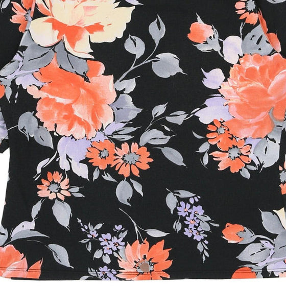Poi Krizia Floral T-Shirt - Medium Black Cotton Blend - Thrifted.com