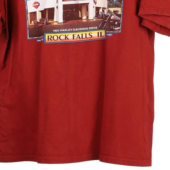 Vintage red Rock Falls, Illinois Harley Davidson T-Shirt - mens x-large