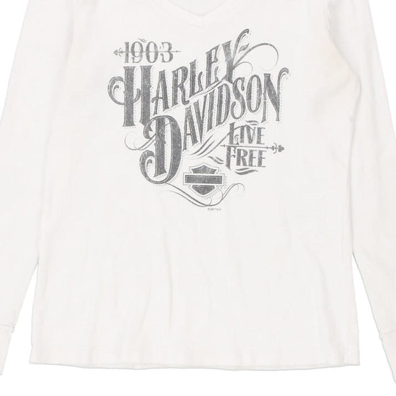 Pre-Loved white Harley Davidson Long Sleeve T-Shirt - womens large