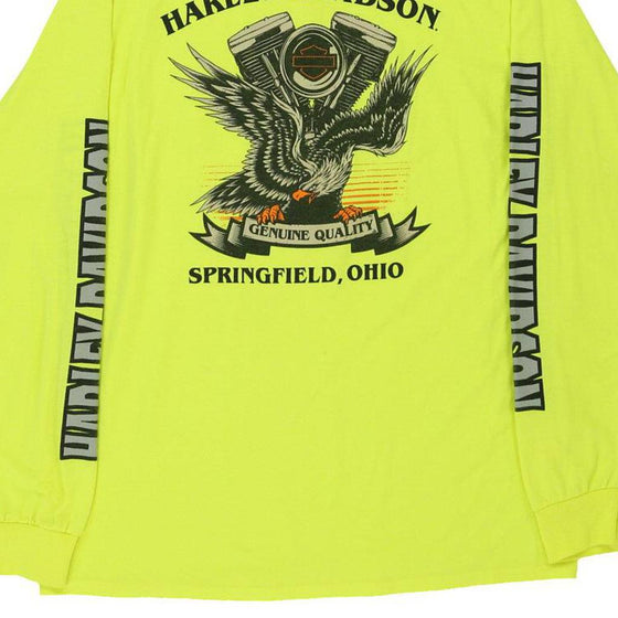 Vintage yellow Springfield, Ohio Harley Davidson Long Sleeve T-Shirt - womens large