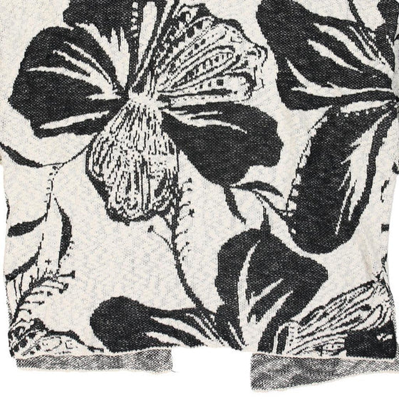 Desigual Floral Cardigan - XL Black & White Cotton Blend - Thrifted.com
