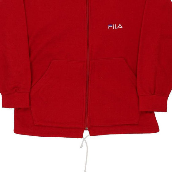 Fila Collared Fleece - Small Red Polyester - Thrifted.com