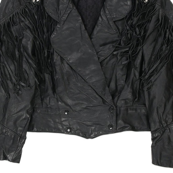 Vintage black Global Identity Leather Jacket - womens medium