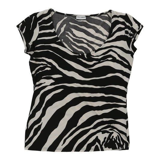 Vintage Dolce & Gabbana Animal print Top - Medium Black Polyester Blend