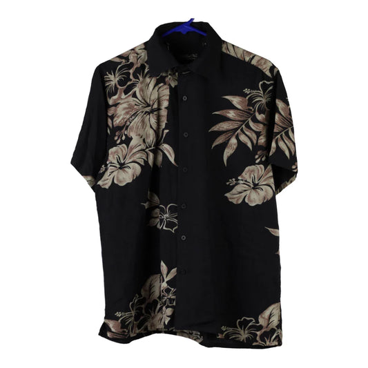 Vintage Red Level Nine Floral Hawaiian Shirt - Small Black Viscose Blend