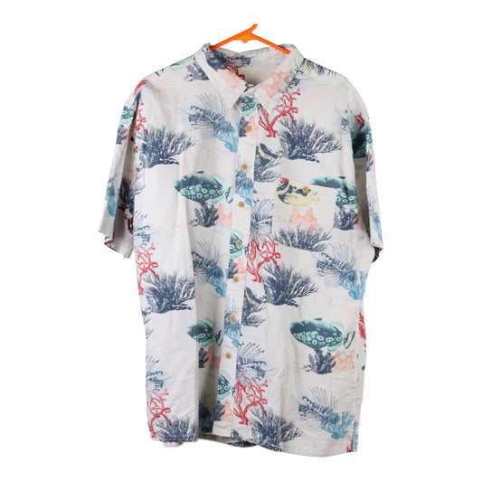 Vintage Croft & Barrow Graphic Hawaiian Shirt - XL White Viscose Blend