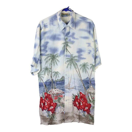 Vintage Big Creek Graphic Hawaiian Shirt - XL Blue Viscose Blend