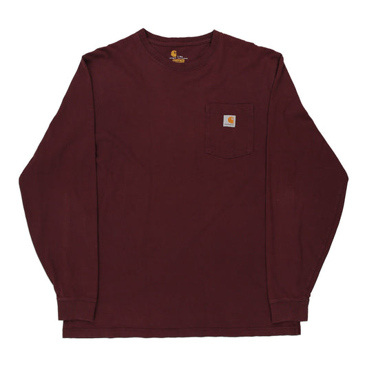 Vintage burgundy Carhartt Long Sleeve T-Shirt - mens large