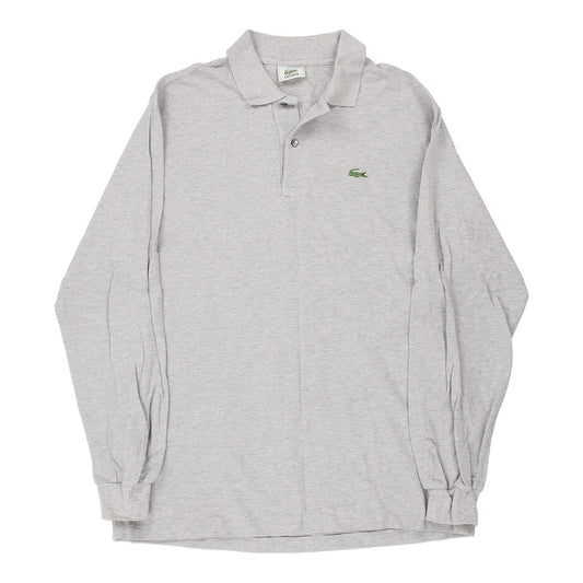 Vintage Lacoste Long Sleeve Polo Shirt - Large Grey Cotton