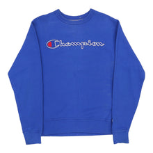  Champion Spellout Sweatshirt - Small Blue Cotton Blend - Thrifted.com