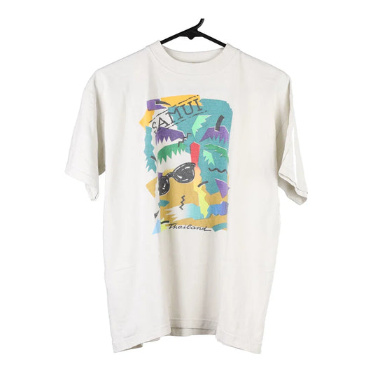 Vintage white Shark Attack T-Shirt - mens large