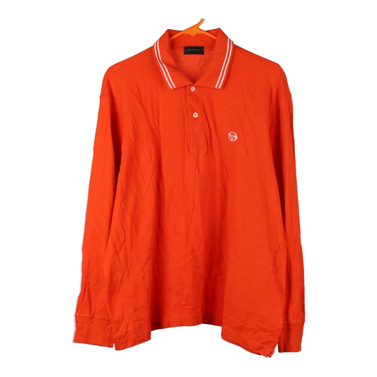 Vintage orange Sergio Tacchini Long Sleeve Polo Shirt - mens large
