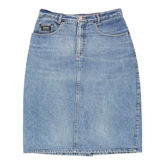 Vintage Pop 84 Midi Denim Skirt - 31W UK 12 Blue Cotton