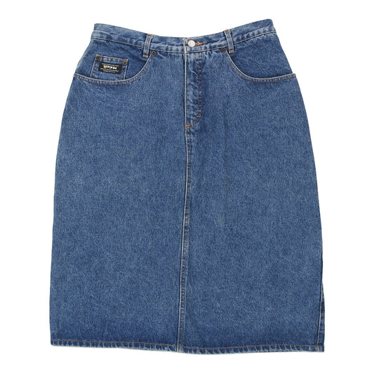 Vintage Pop 84 Midi Denim Skirt - 32W UK 12 Blue Cotton