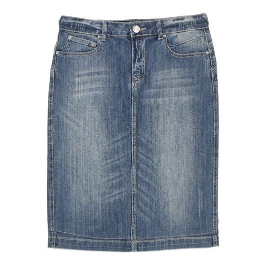 Vintage Morosa Midi Denim Skirt - 30W UK 10 Blue Cotton