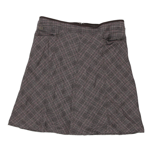 Vintage Marlboro Classics Checked Skirt - 34W UK 14 Grey Wool Blend