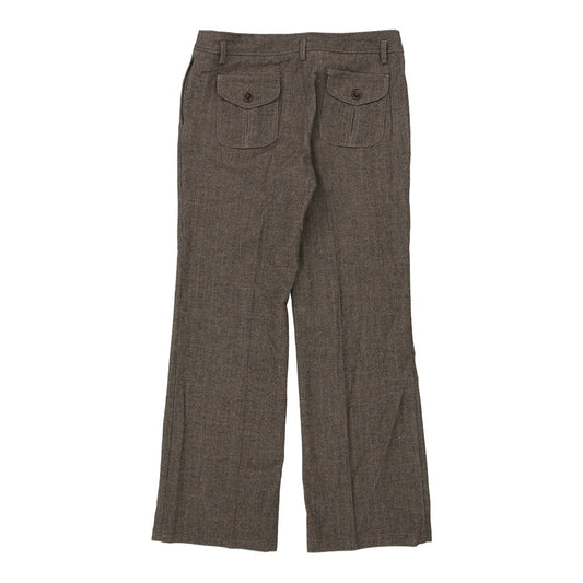 Vintage Unbranded Striped Trousers - 32W UK 12 Brown Cotton Blend