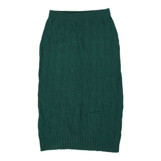 Vintage Benetton Midi Skirt - XS Green Cashmere Blend