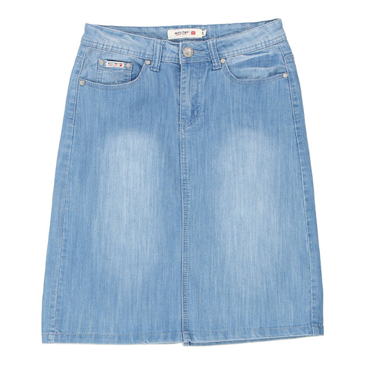 Vintage Miss Two Denim Skirt - 30W UK 10 Blue Cotton