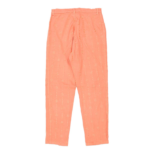 Vintage Bianca Maria Caselli Embroidered Trousers - 30W UK 12 Orange Cotton