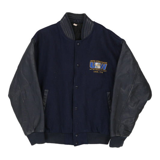 Vintage navy United Steelworkers Unbranded Varsity Jacket - mens medium
