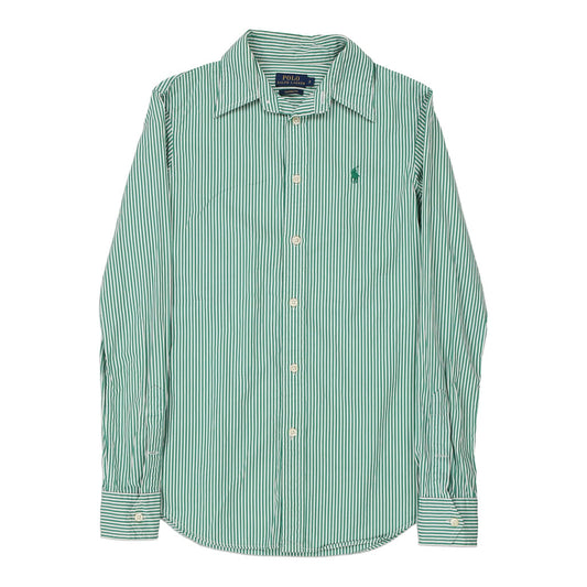 Vintage Age 13-14 Ralph Lauren Striped Shirt - Large Green Cotton