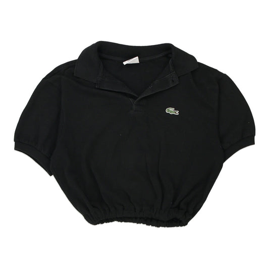 Vintage Lacoste Cropped Polo Top - Medium Black Cotton