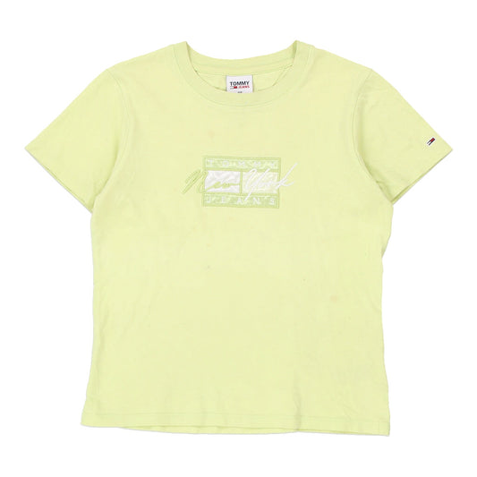 Vintage Tommy Jeans Graphic T-Shirt - 2XS Yellow Cotton