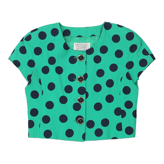 Vintage Pancaldi Polka Dot Top - Medium Green Polyester Blend