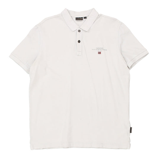 Vintage Napapijri Polo Shirt - 2XL White Cotton
