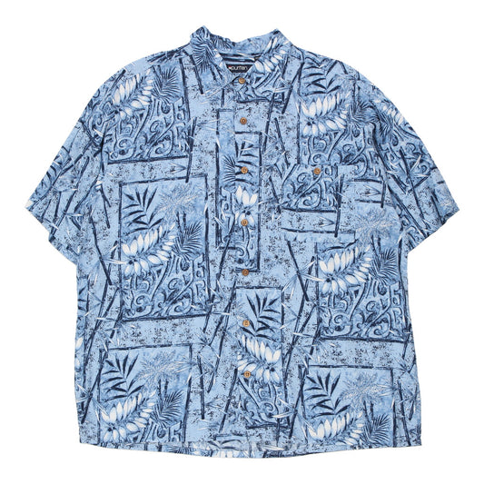 Vintage Puritan Short Sleeve Shirt - Large Blue Viscose