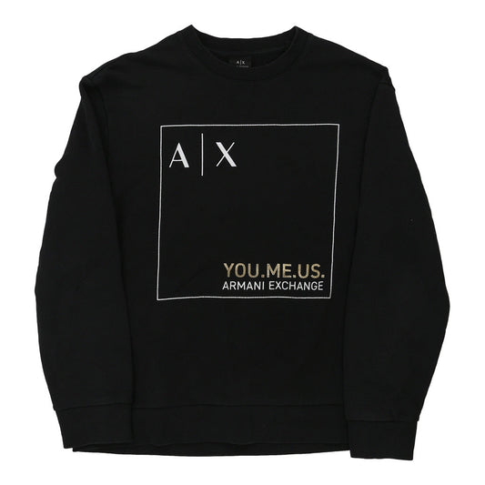 Vintage Armani Exchange Sweatshirt - Large Black Cotton Blend