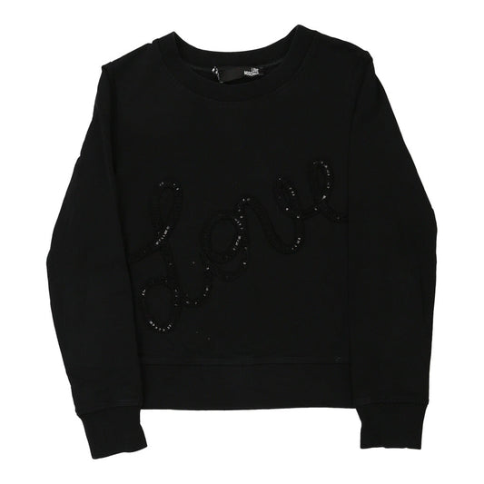 Vintage Love Moschino Graphic Sweatshirt - XS Black Cotton Blend