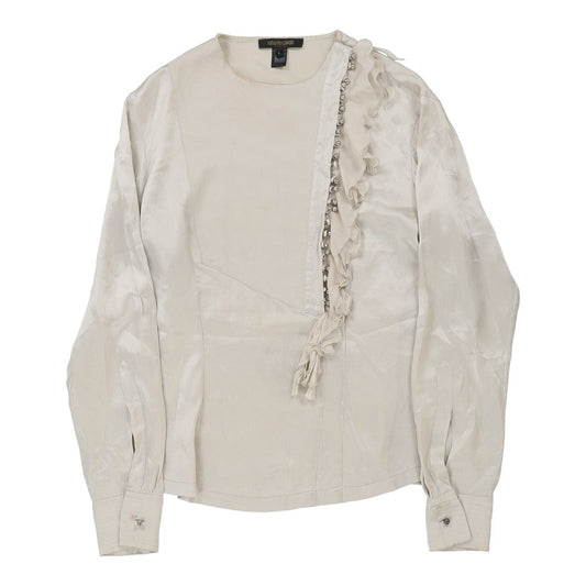 Vintage Roberto Cavalli Blouse - Large Beige Silk Blend