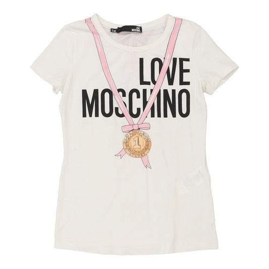 Vintage Love Moschino Graphic T-Shirt - XS White Cotton