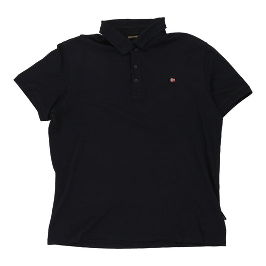 Vintage black Napapijri Polo Shirt - mens xx-large