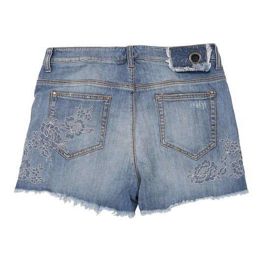 Vintage Ermanno Scervino Floral Denim Shorts - 28W UK 8 Blue Cotton
