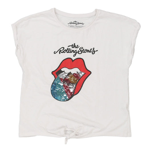 Vintage Age 14-15 The Rolling Stones Band T-Shirt - Large White Cotton