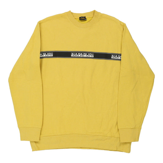 Vintage yellow Napapijri Sweatshirt - mens medium