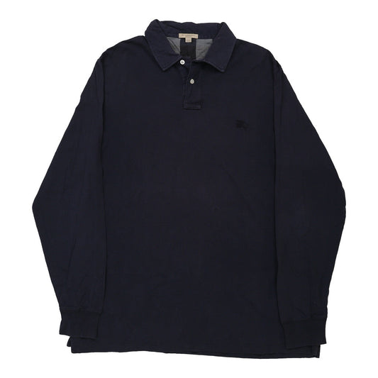 Vintage navy Burberry Brit Long Sleeve Polo Shirt - mens xxx-large
