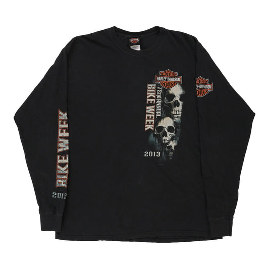 Vintage black 2013 Daytona Beach, Florida Harley Davidson Long Sleeve T-Shirt - mens x-large