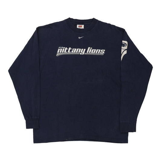 Vintage Nitanny Lions Nike College Long Sleeve T-Shirt - Large Navy Cotton